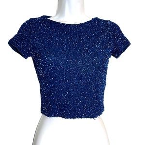 Alice + Olivia Sarita Sequin Glitter Embellished Silk Chiffon Blouse Top size 0